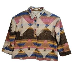 NWT Southern Stitch Pullover Jacket Women's 2XL Cream/Brown/Blue/Pink Southwest